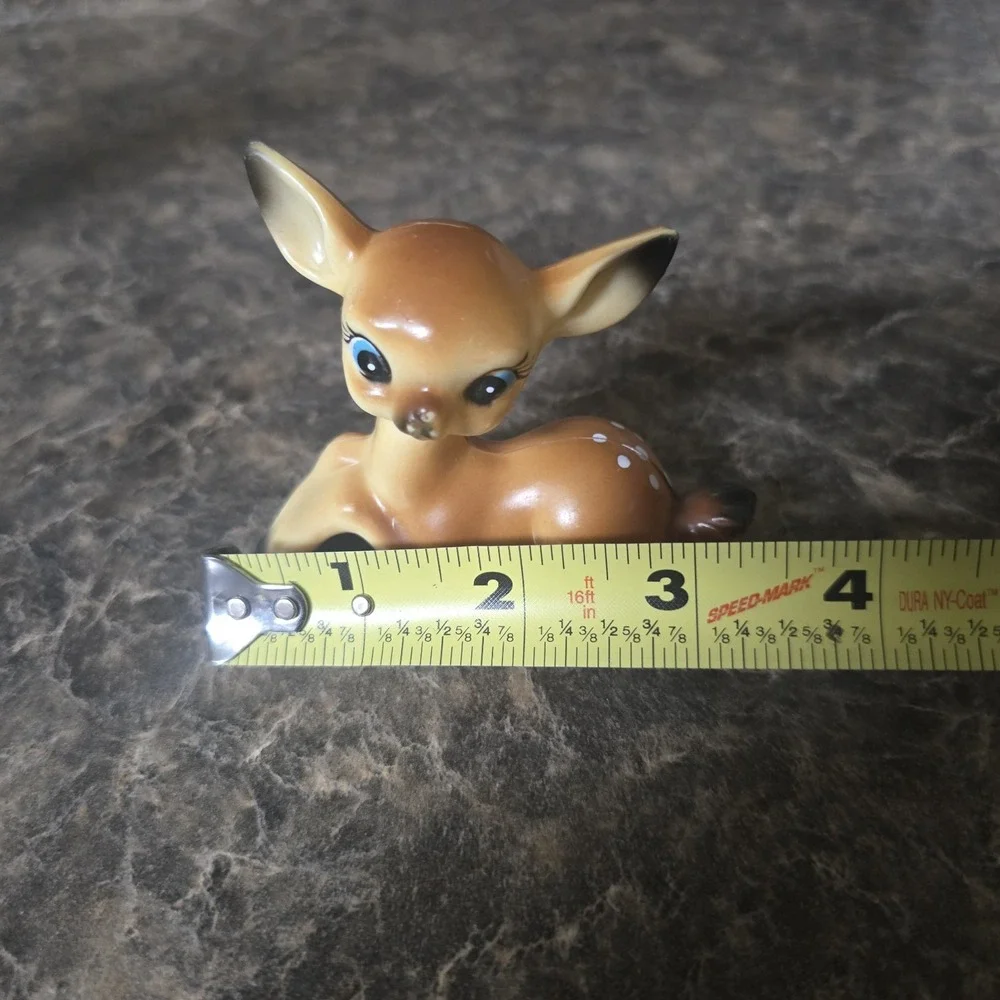 Vintage Celluloid Plastic Deer Fawn Christmas Bambi Figurine And Baby